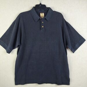 Tommy Bahama Polo Shirt Men L Black Silk Blend Short Sleeve Casual